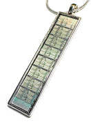 Item062: Silicon Wafer MIPS R3010 Processor Pendant -  Silver & Rainbow Colors