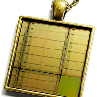 Item065: FPGA Chip Pendant - Gatefield FPGA Chips from a Silicon Wafer