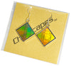 Item063: Silicon Wafer Computer Chip Earrings -  Silver, Green & Rainbow Colors (large)