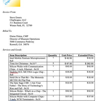 Invoice for Mims Museum