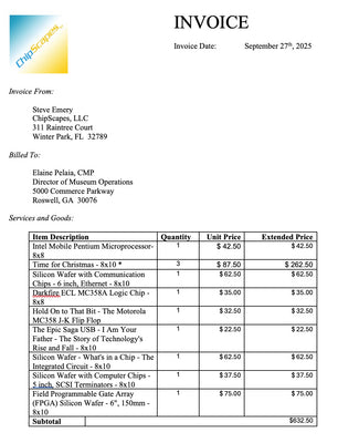 Invoice for Mims Museum