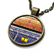 Item023: Memory Art Necklace - Bronze, Silver, Red, Purple