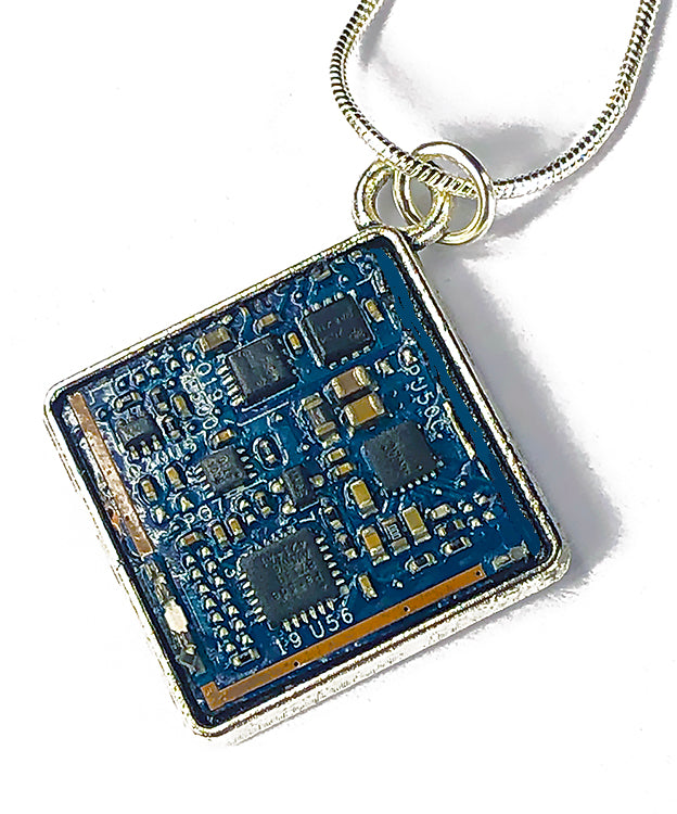 Item029: Computer Circuit Board Pendant - Laptop, Square, Blue and Sil ...