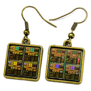 Item047: Silicon Wafer Cell Phone Chip Earrings -  Bronze & Rainbow Colors, Broadcom