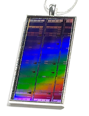 Item043: Silicon Wafer Computer Chip Pendant -  Purple & Fire