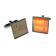 Item058: Silicon Wafer Computer Chip Cuff Links -  Yellow & Fire