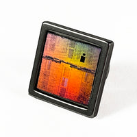 Item053: Silicon Wafer Computer Chip Tie Tack -  Purple & Fire - Tie Clip, Tie Pin