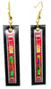 Item016: Computer Chip Earrings - Logic Chip, Dangles, Long Rectangle, Red, Gold