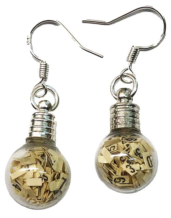 Item008: IBM Globe Earrings - IBM 80 Column Punch Card Chad | ChipScapes