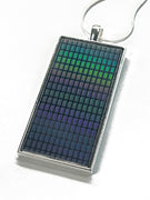 Item040: Silicon Wafer Memory Chip Pendant -  Silver, Purple, Rainbow Colors, Ramtron, FRAM