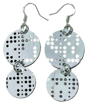 Item045: Paper Tape Punch Earrings - Blue, Silver, and ASCII