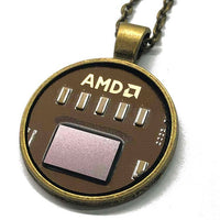 Item005: AMD Athlon Microprocessor Necklace - Bronze, Gold, Pink Brown