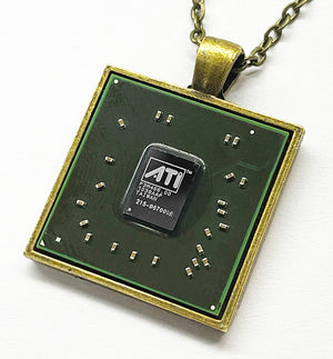 Item052: AMD/ATI RV620 Terascale Radeon GPU Necklace - Bronze, Dark Green, Silver