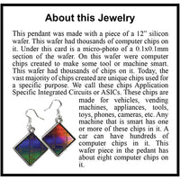 Item041: Silicon Wafer Computer Chip Earrings -  Silver & Rainbow Colors