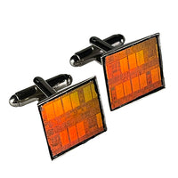 Item058: Silicon Wafer Computer Chip Cuff Links -  Yellow & Fire