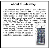 Item017: Silicon Wafer Microprocessor Pendant -  Silver & Rainbow Colors, Texas Instruments